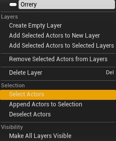Select Actors menu option